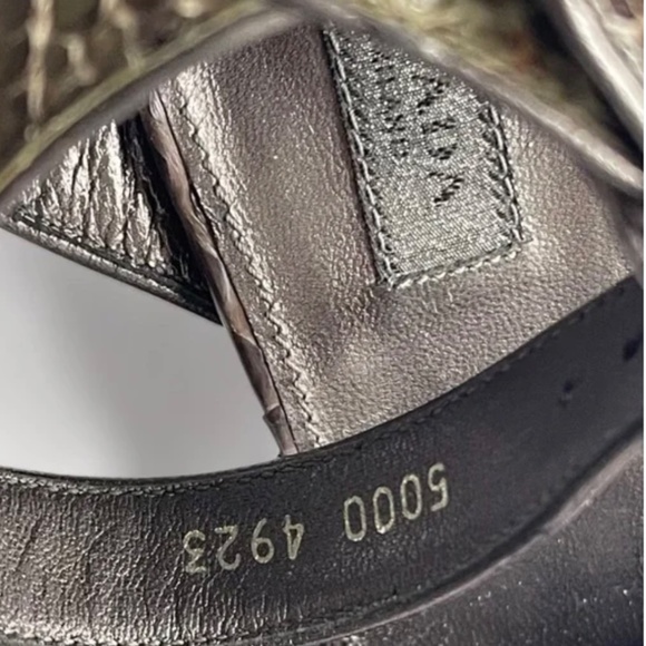 Prada Milano Brown Green Python Snakeskin Sequin Sling back Sandal - Picture 4 of 5